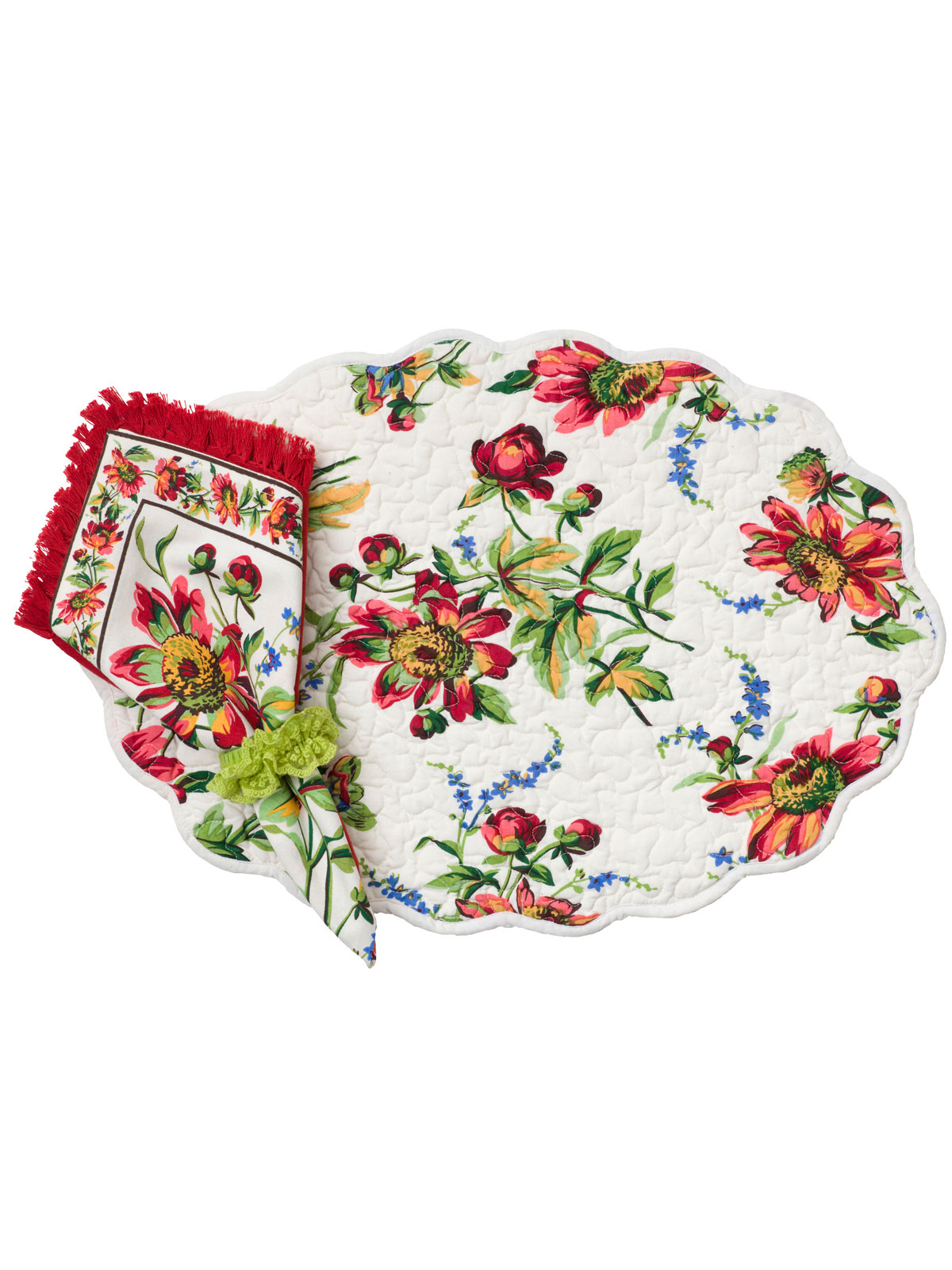 Friendship Placemat Quilted Set/4 Pretty Placemats & Coordinating