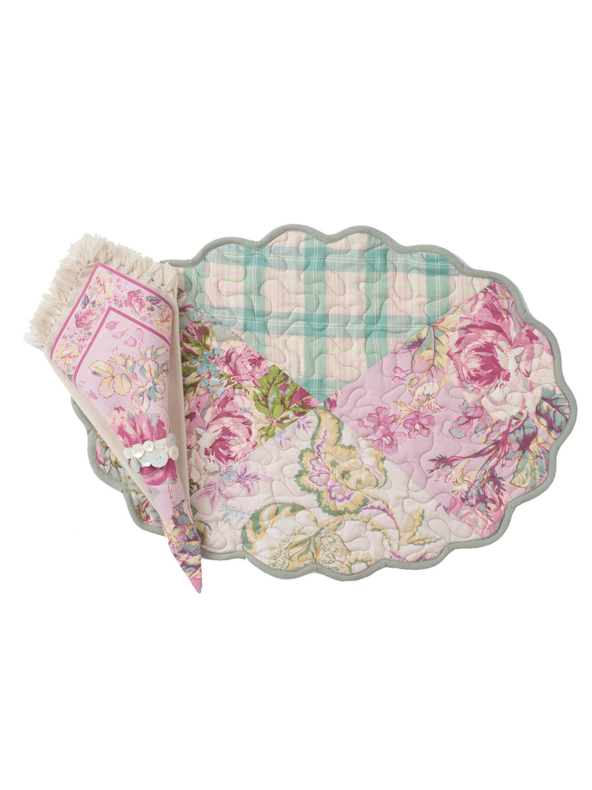 Victorian Patchwork Placemat Quilted Set/4 Linens & Kitchen