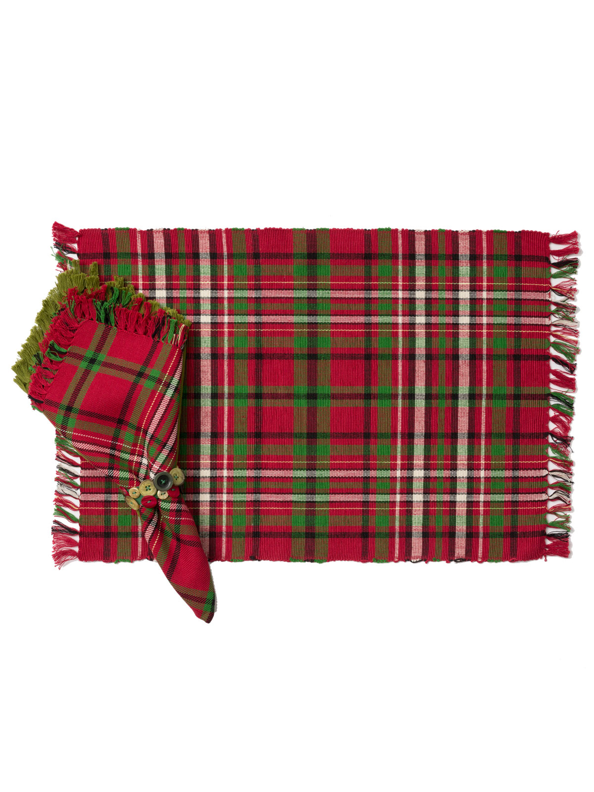 Christmas Plaid Rib Placemat Set/4 Linens & Kitchen, Placemats