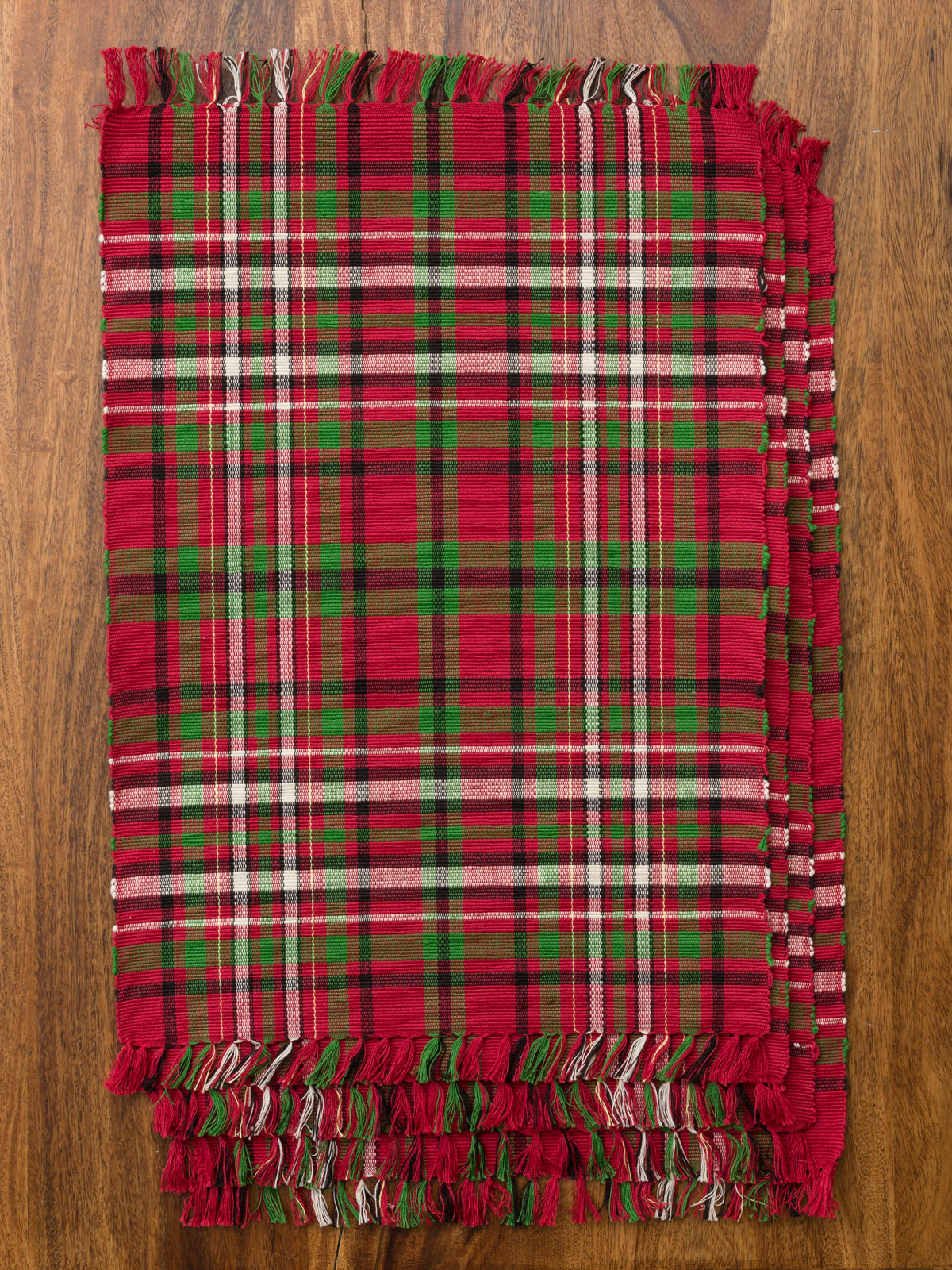 Christmas Plaid Rib Placemat Set/4 Linens & Kitchen, Placemats