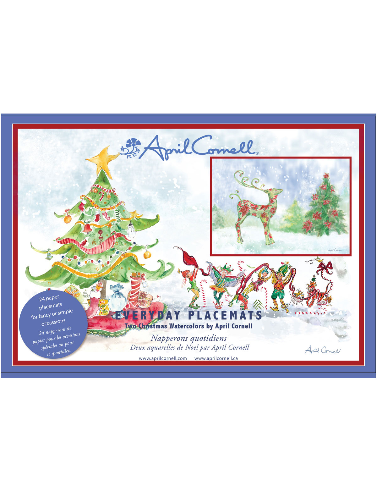 Christmas Watercolors Paper Placemats Set/24 Linens & Kitchen